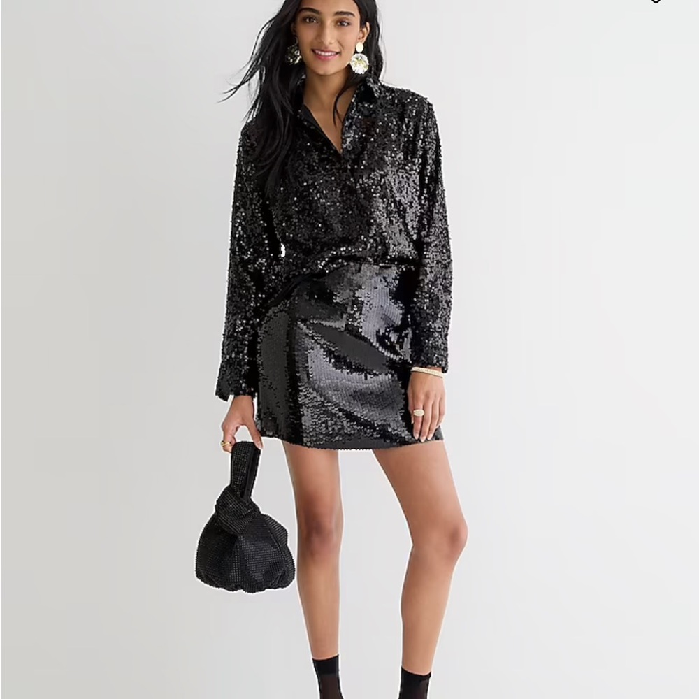 J.Crew Sequin Mini Skirt in black